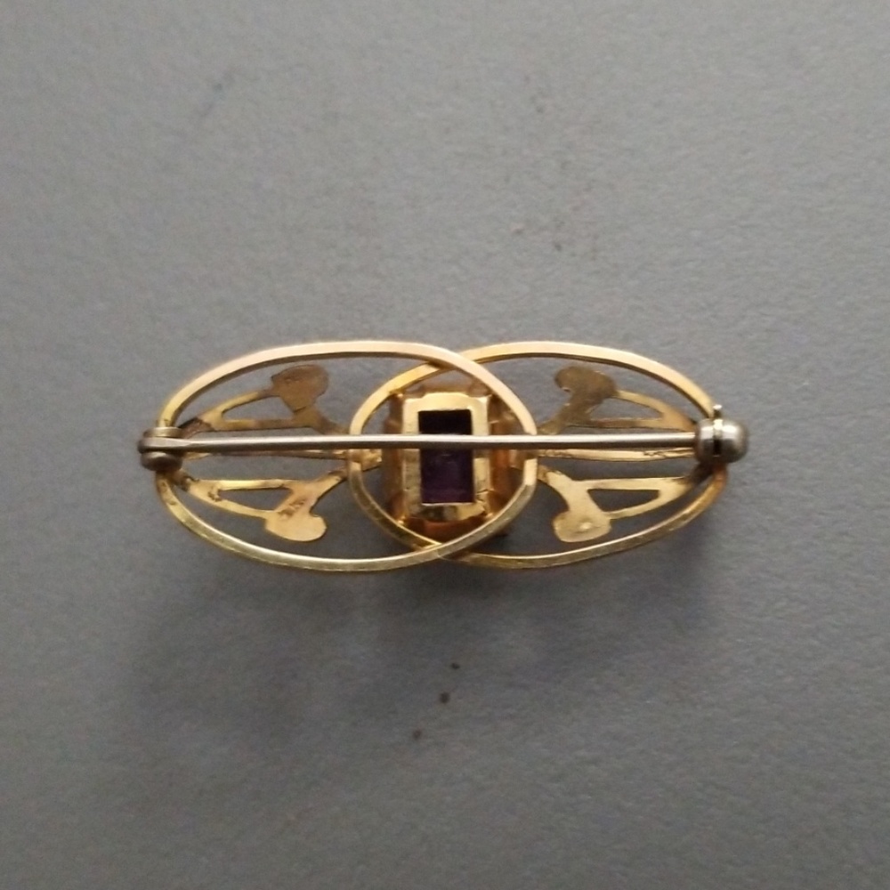 Vintage Pr. St Co 12kt Gold Filled Jeweled Pin View 4